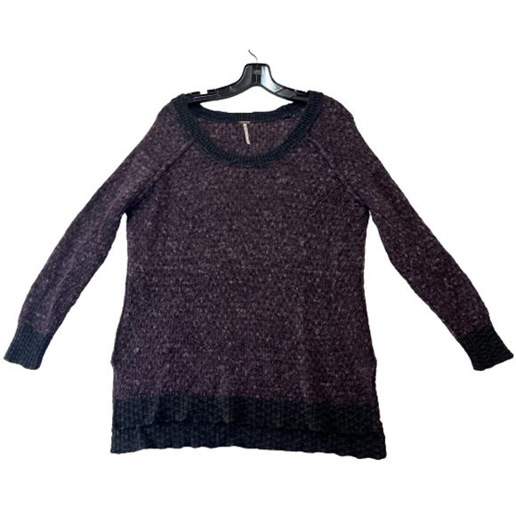 Free People Sweater Womens S Purple Gray Wool Blend Honeycomb Textured Knit - Picture 1 of 11